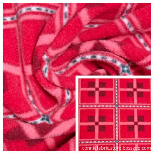 Polar Fleece Lattice Printed One Side Anti-Apling Fabric